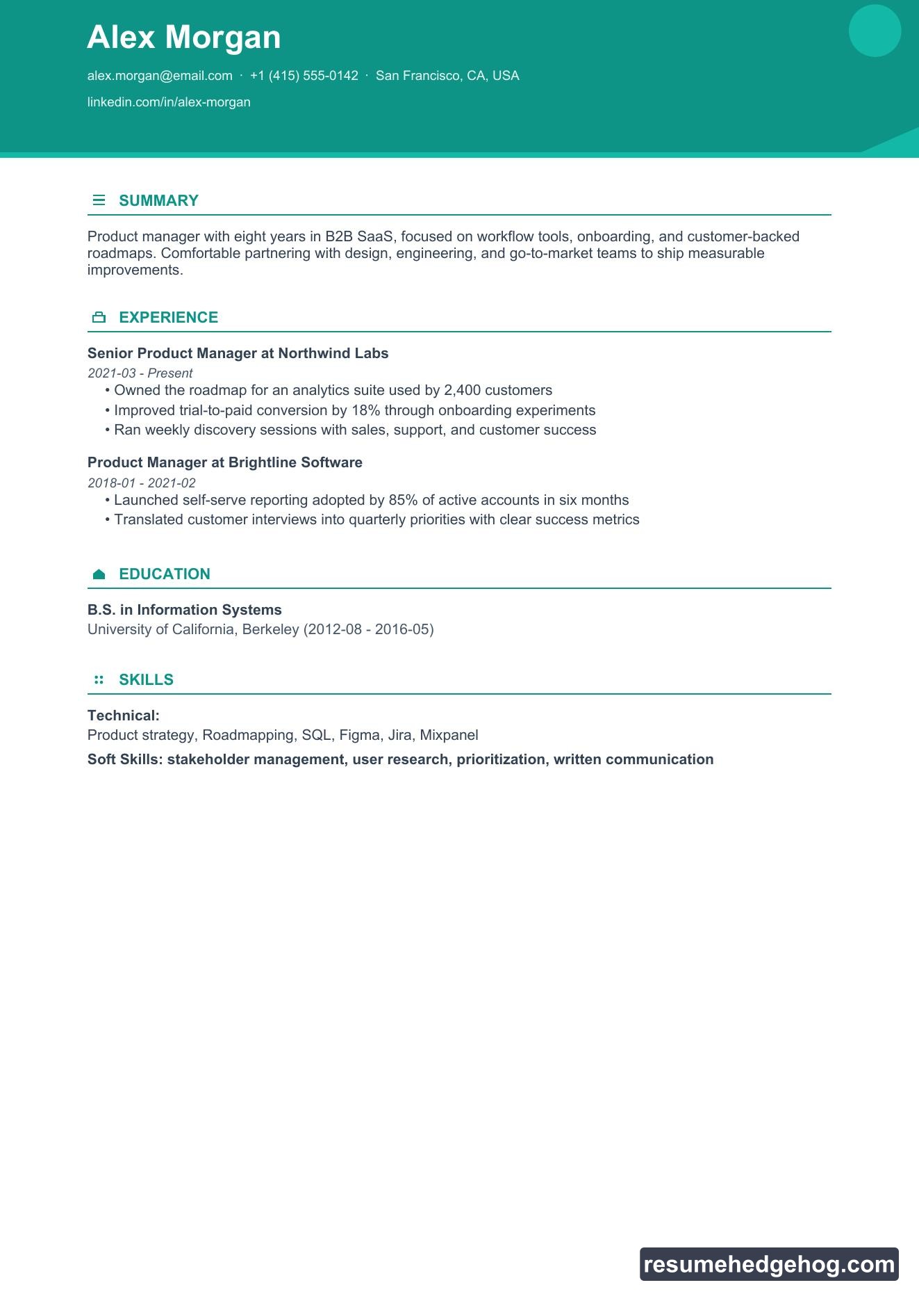 Aurora Beta resume style PDF preview