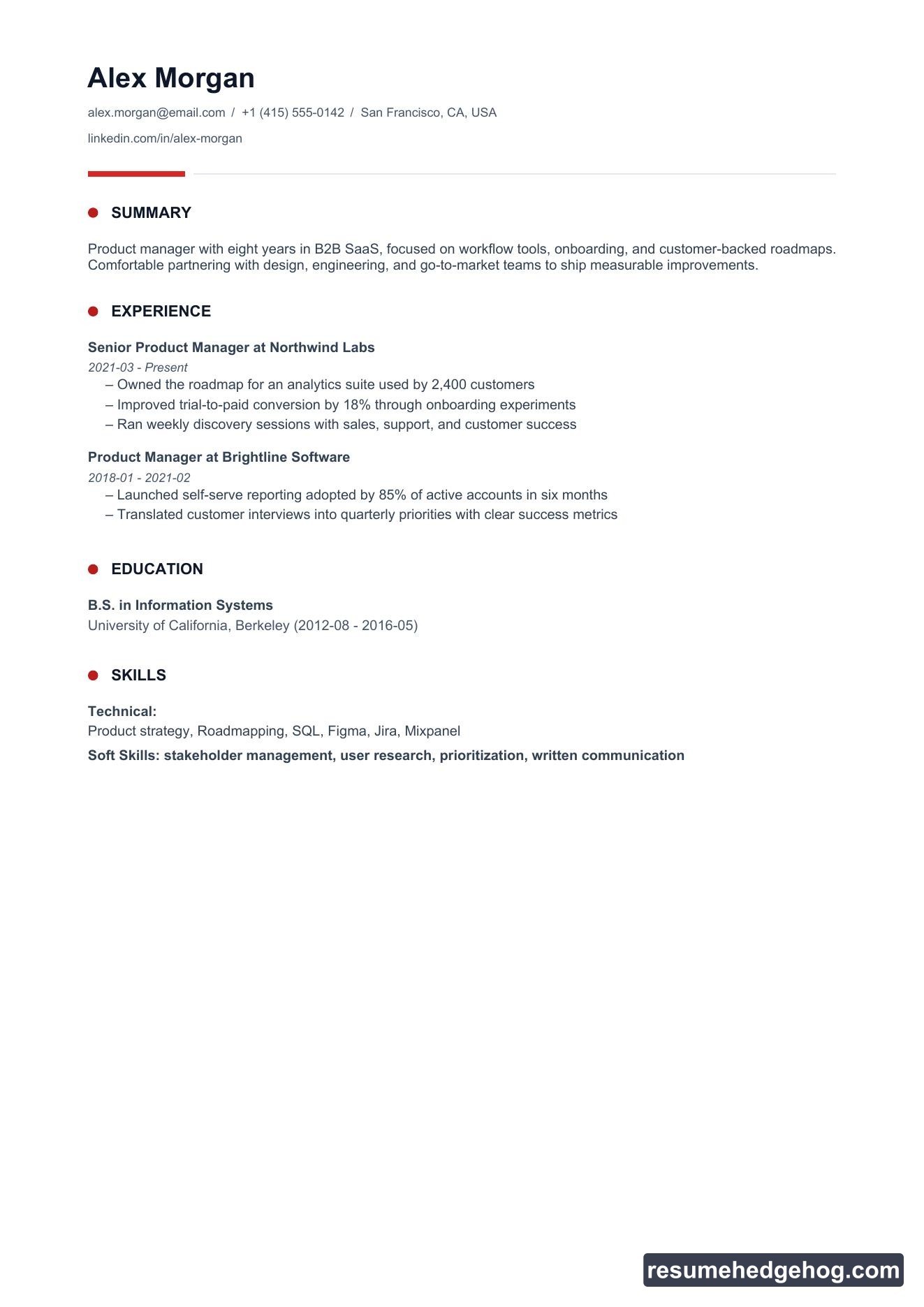 Signal Beta resume style PDF preview