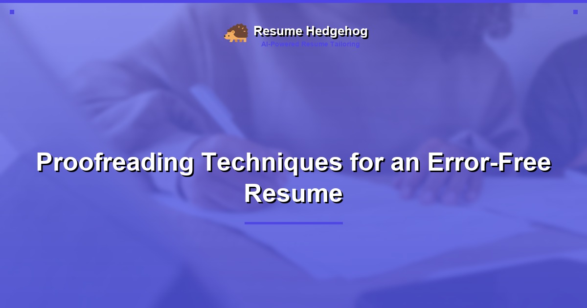 Proofreading Techniques for an Error-Free Resume